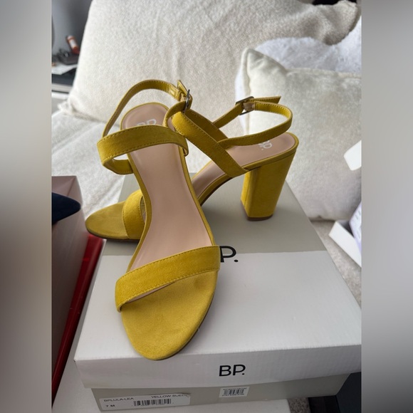 BP Mustard Yellow Block Heel Sandals - Picture 1 of 1